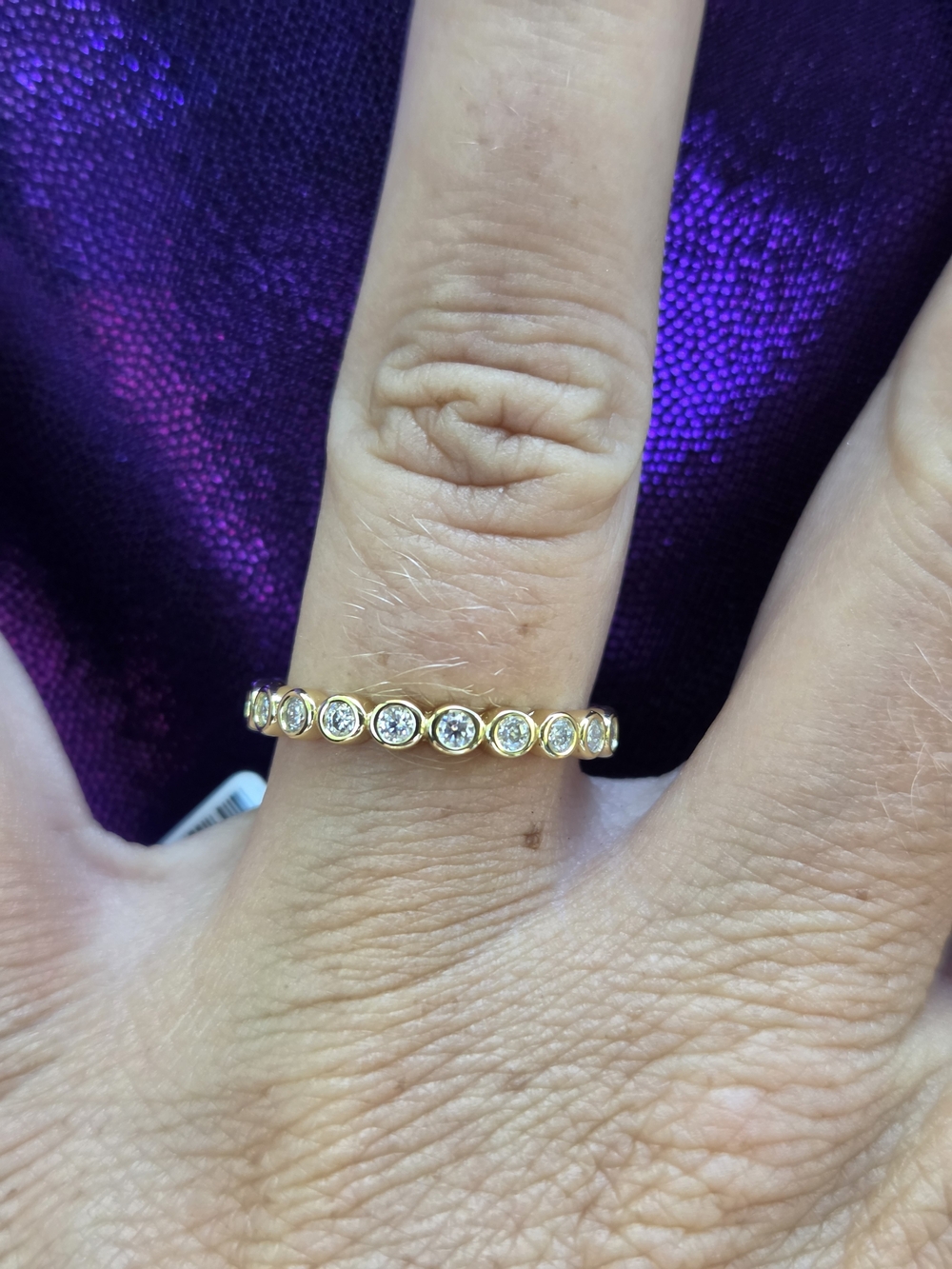925 Sterling Silver With 14k Gold Vermeil Moisannite Bezel Set Eternity Band